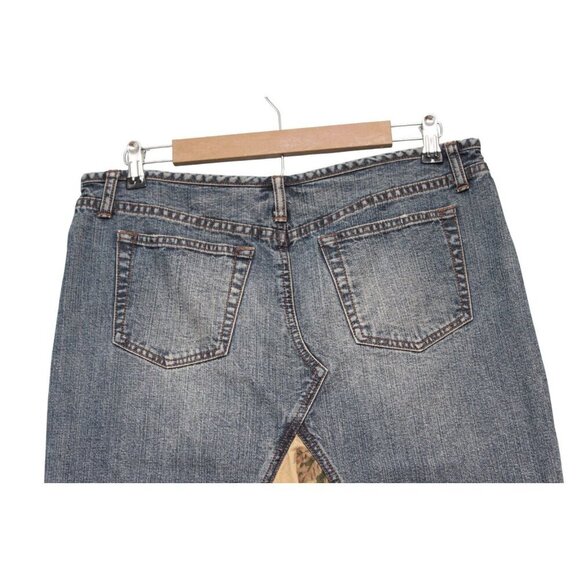 Y2K Express Denim Skirt Size 12 Patchwork Floral Corduroy Boho Festival Artsy - Picture 9 of 12